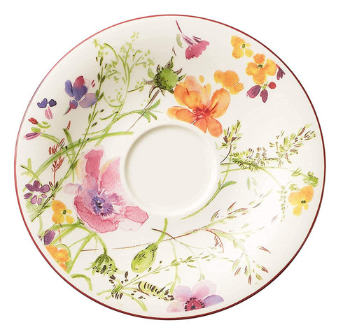 Villeroy & Boch Mariefleur Basic Coffee, Beautiful Premium Porcelain Saucer with Playful Flower Decoration, Dishwasher Safe, 16 cm
