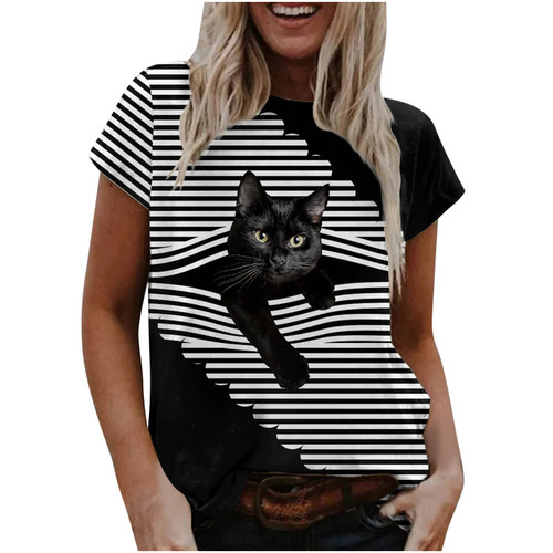 Wirziis Womens Cat Graphic T-shirts Tops Short Sleeve Casual Crewneck Blouses Trendy Loose Fit Summer Pullover Tops Wirziis Womens Cat Graphic T-shirts Tops Short Sleeve Casual Crewneck Blouses Trendy Loose Fit Summer Pullover Tops