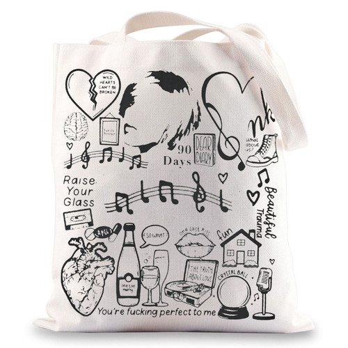 BWWKTOP Singer Album Canvas Tote Bag Singer Fans Gift Song Lyrics inspired Shoulder Bag Singer Merchandise (Raise your)