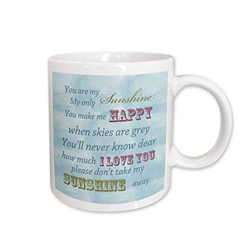 3dRose mug_164541_2 You are My Sunshine Blue Sky Inspirational Art Ceramic Mug, 15-Ounce