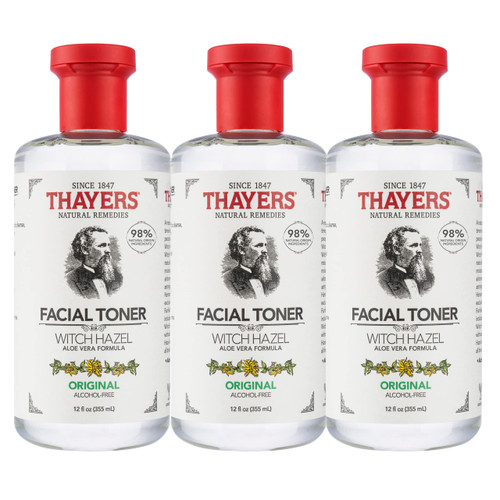 THAYERS Alcohol-Free Original Witch Hazel Toner with Aloe Vera, 12 fl oz (Pack of 3)
