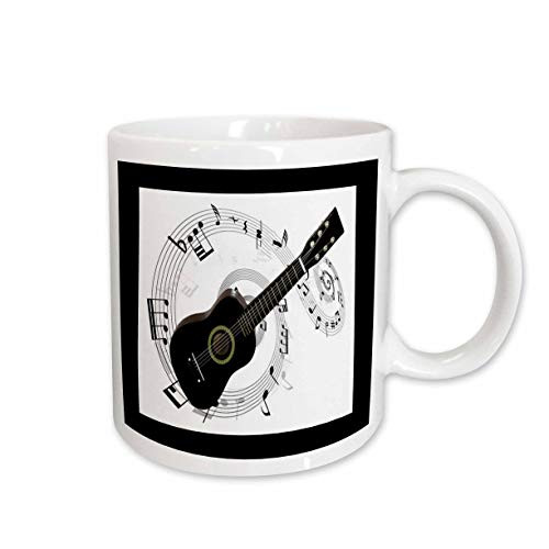 3dRose Music Notes N Guitar Ceramic Mug, 15-Ounce