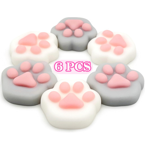 6 Pcs Cat Paws Mochi Squishy Toys, Mini Stress Relief Kawaii Squishies for Kids Party Favors, Goodie Bag Stuffers, Easter Basket Stuffers, Mochis Fidget Bulk Squeeze Toys for Kids Prizes