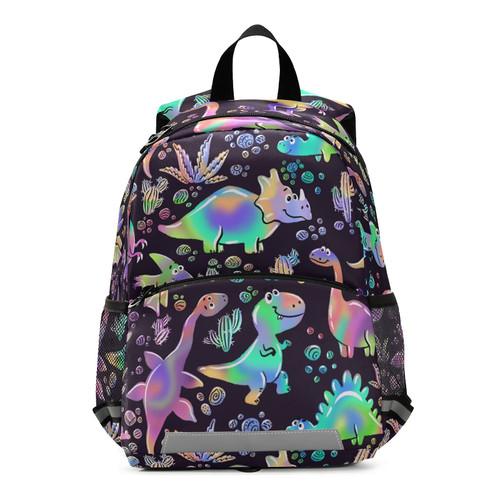 Rainbow Dinosaurs Toddler Backpack for Kids Boy Girls Age 3-6, Preschool Mini Backpack with Leash