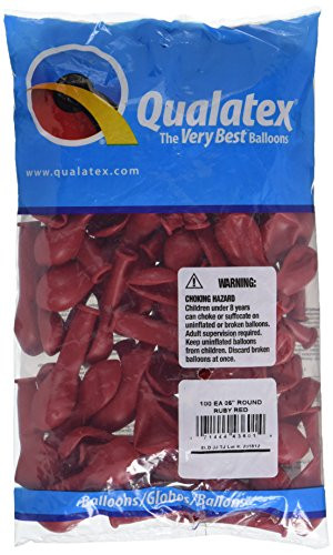 Qualatex 5 Inch Round Balloons, Ruby Red, Pack of 100