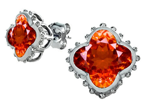 Star K Clover Earrings Studs with 8mm Clover Cut Simulated Mexican Orange Fire Opal Sterling Silver Star K Clover Earrings Studs with 8mm Clover Cut Simulated Mexican Orange Fire Opal Sterling Silver