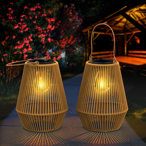 Solar Lanterns, KagoLing Solar Lights Outdoor Waterproof Solar Lights for Outside Hanging Solar Lantern Solar Table Lamp Lights Decoration for Garden,Yard,Patio,Porch,Trees,Lawn,Pathway, 2 Pack