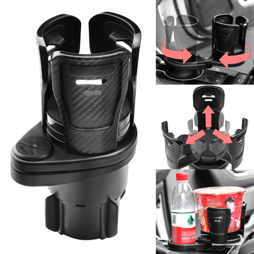 Car Cup Holder Expander Adapter, Vehicle-Mounted Auto Cup Holder and Organizer, 360 Degree Rotating Expandable Dual 2 in 1 Multifunctional Car Cup Holder for Snack Bottles Cups Drinks