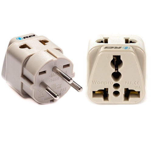 OREI USA to Israel, Gaza, Palestine & More (Type H) Travel Adapter Plug - 2 in 1 - CE Certified - RoHS Compliant - 2 Pack - White Color (DB-14-2PK)