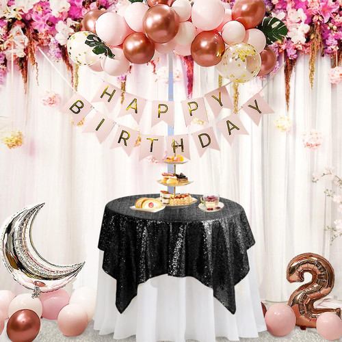 Pufogu 50"x50" Black Sequin Tablecloth Square Glitter Black Table Cloths for Birthday Wedding Bridal Baby Shower Party Decorations Pufogu 50"x50" Black Sequin Tablecloth Square Glitter Black Table Cloths for Birthday Wedding Bridal Baby Shower Party Decorations