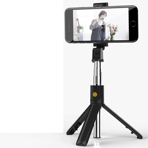 ROYIO Selfie Stick 3 in 1 Wireless Bluetooth Selfie Stick Folding Handheld Monopod Shutter Remote Extendable Tripod (Color : Black)