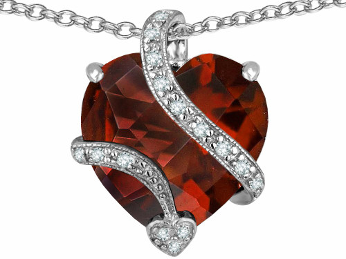 Star K Large 15mm Heart Shape Simulated Garnet Love Pendant Necklace Sterling Silver Star K Large 15mm Heart Shape Simulated Garnet Love Pendant Necklace Sterling Silver