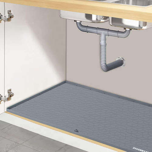 Under Sink Mats for Kitchen Waterproof, Under Sink Drip Tray, Silicone Cabinet Sink Mats and Liner Protectors for Kitchen and Bathroom 34''x 22'', Grey