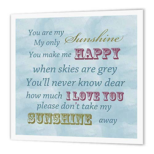 3dRose ht_164541_3 You are My Sunshine Blue Sky Inspirational Art Iron on Heat Transfer, 10 by 10-Inch, for White Material