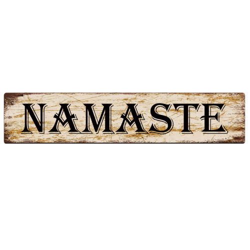 snowsun Metal Sign Namaste Vintage Signs Retro Tin Signs Art Plaque Aluminum Sign for Bedroom Kitchen Garden Wall Pub Club Coffee Hanging Sign Decor 4x16 Inches