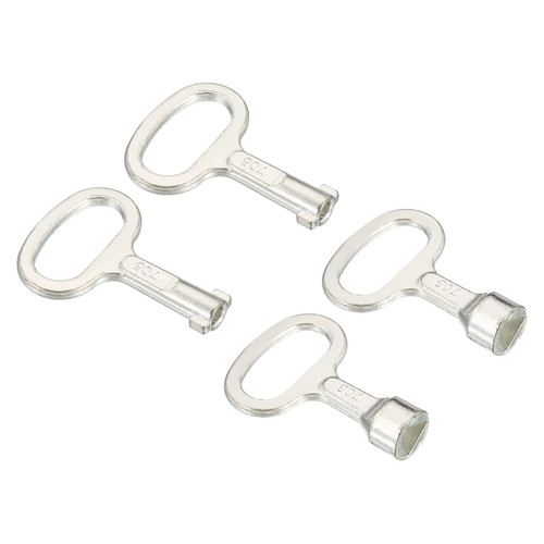 PATIKIL Triangle and Key Shape Socket Spanner Key, 4 Pack Metal Gas Water Meter Key Wrench for Electrical Cabinet Gas Water Meter Switch, Silver