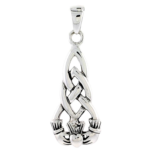 Sterling Silver Celtic Knot/Claddagh Charm, 1 1/8 inch