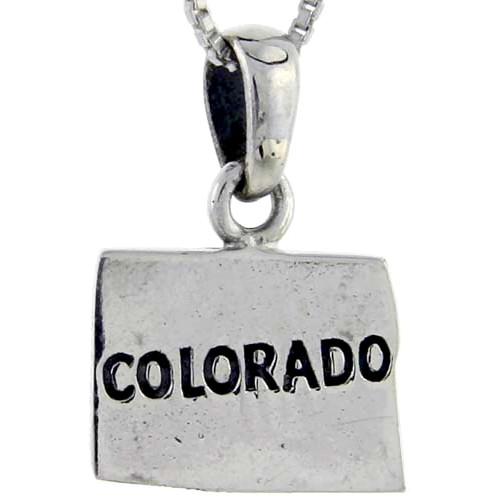 Sterling Silver Colorado State Map Pendant, 3/4 inch Tall