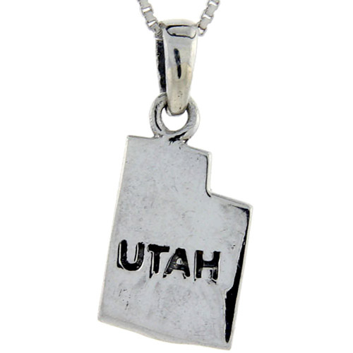 Sterling Silver Utah State Map Pendant, 1 inch Tall