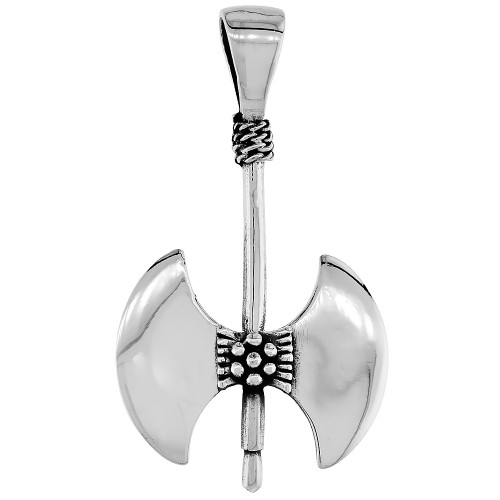 Sterling Silver Double Axe Pendant, 1 1/2 inch Tall
