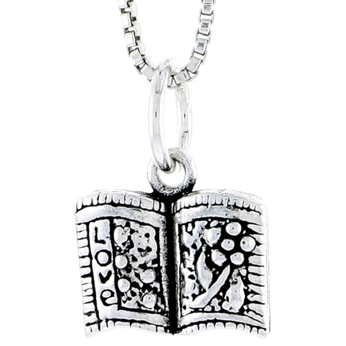 Sterling Silver Book of Love Charm, 3/8 inch Tall