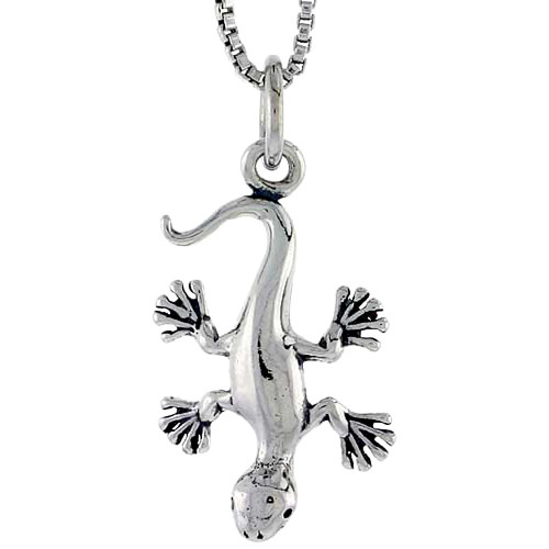 Sterling Silver Gecko Lizard Charm, 3/4 inch Tall