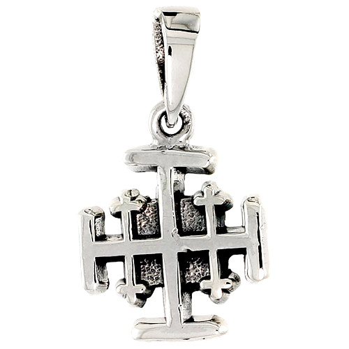 Sterling Silver Jerusalem Cross Charm, 5/8 inch Tall