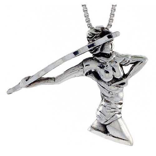 Sterling Silver Javelin Thrower Pendant, 1 1/8 inch Tall