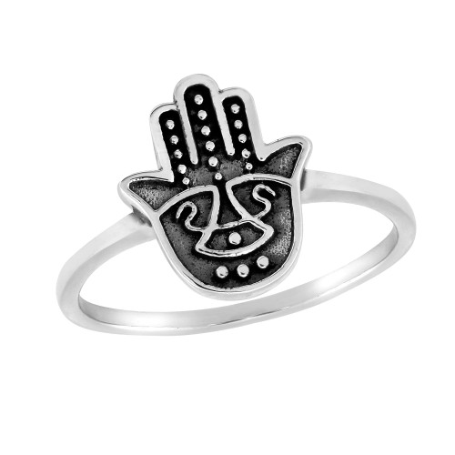 AeraVida Symbol of Protection Mystical Hamsa Hand .925 Sterling Silver Band Ring (9)