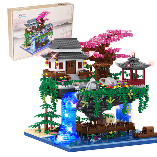Kimiangel Cherry Bonsai Tree Building Set, Mini Building Block, Not Compatible with Lego Set for Adults, Japanese Sakura Tree House Building Kit with Light?3220 PCS