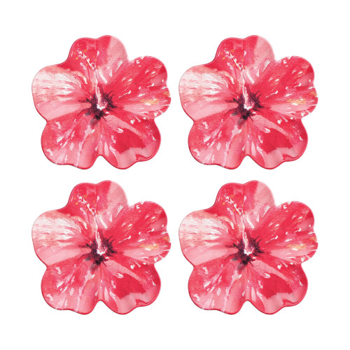 UPware 4-Piece Hibiscus 8.5 Inch Melamine Serving Plates/Appetizer Plates/Dessert Plates