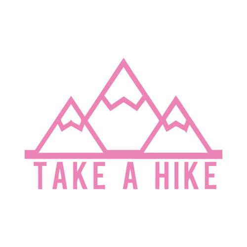 Milk Mug Designs Take A Hike Mountains 12 inch Light Pink Vinyl Decal