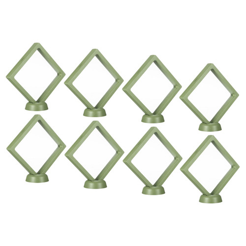 PATIKIL 4.3" x 4.3" 3D Floating Display Case, 8 Pack Coin Display Suspension Frame Holder with Stand Base for Jewelry Specimens Medallion, Green