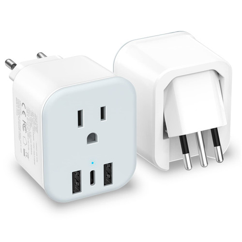 2 Pack European Travel Plug Adapter Foldable Type C/L 2 in 1 Europe Italy Power Plug Adapter with 3 USB (1 USB C Port) 1 AC Outlets Travel Essentials for Most of EU Italy France Germany Spain 2 Pack European Travel Plug Adapter Foldable Type C/L 2 in 1 Europe Italy Power Plug Adapter with 3 USB (1 USB C Port) 1 AC Outlets Travel Essentials for Most of EU Italy France Germany Spain