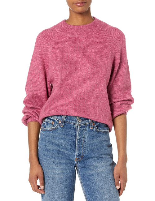 GAP Womens Forevercozy Ribbed Crewneck Sweater Raspberry ICE XL