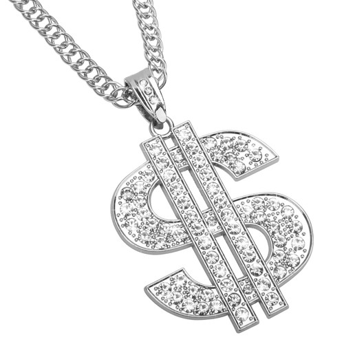 AHIER Silver Necklace Chain with Dollar Sign, lated Hip Hop Chain Necklace Pendant for Men, 30inch (Rotatable,Lion Head) (S doollar) AHIER Silver Necklace Chain with Dollar Sign, lated Hip Hop Chain Necklace Pendant for Men, 30inch (Rotatable,Lion Head) (S doollar)