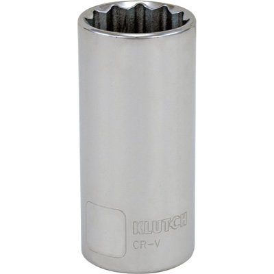 Klutch Deep Socket - Metric, 25mm, 1/2in.-Drive, 12-Pt.
