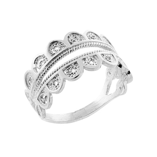 Sterling Silver Freeform Filigree Ring, 1/2 inch, size 7.5
