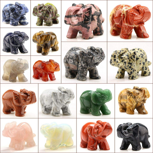 Basigeese Hand Carved Healing Gemstone Crystals 1.5" Guardian Elephant Figurines Status (Mix 10pcs) Basigeese Hand Carved Healing Gemstone Crystals 1.5" Guardian Elephant Figurines Status (Mix 10pcs)