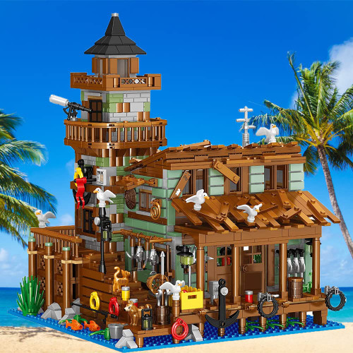 Uvini Adults Building Sets, Mini Bricks Old Fishing Store Building Toy, Ideas Creative Architecture Building Toys Villa Building Set Best Gift for Teens and Adults 1881PCS