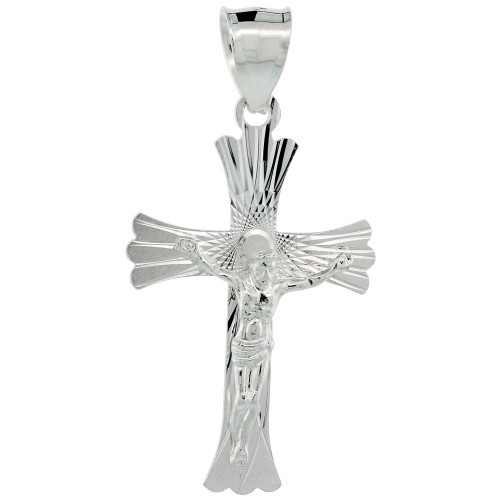 Sterling Silver Crucifix Pendant w/Cross Patonce, 1 1/4 inch Tall