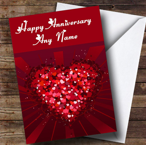 Pink And Red Love Hearts Personalized Anniversary Greetings Greetings Card Pink And Red Love Hearts Personalized Anniversary Greetings Greetings Card