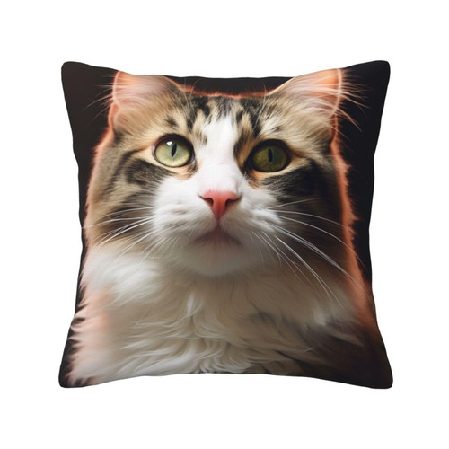 RLDOBOFE cat Print Throw Pillow Covers Decorative Pillow Cover Square Cushion Cases Soft Cushion Cover Throw Sofa Pillow Case for Home Decor Living Room Bed Couch Car 16"x16"