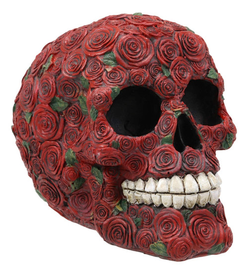 Ebros Valentine's Day of The Dead Red Floral Roses with Green Petals Skull Figurine DOD Rosa Sugar Skulls Statue As Cranium Skeleton Head Halloween Ossuary Macabre Altar Decor Collectible Ebros Valentine's Day of The Dead Red Floral Roses with Green Petals Skull Figurine DOD Rosa Sugar Skulls Statue As Cranium Skeleton Head Halloween Ossuary Macabre Altar Decor Collectible