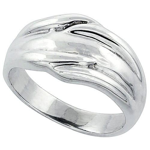 Sterling Silver Freeform Dome Ring for Women 1/2 inch Size 5