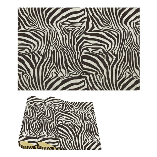 Zebra Stripes Linen Table Place Mat Washable Placemats for Holiday Banquet Kitchen Dining Table Decor 2PCS