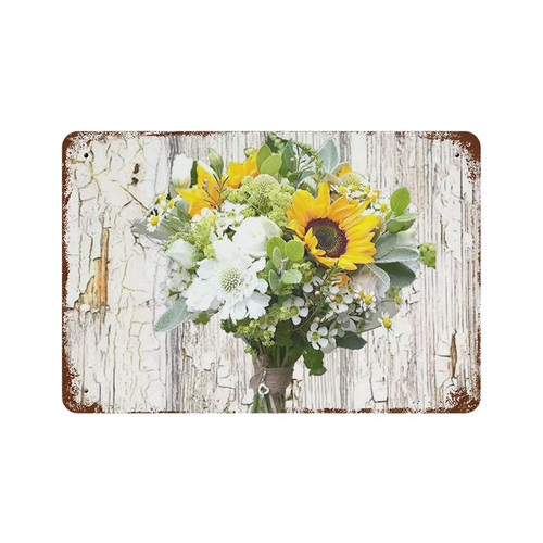 Habilboi Sunflower Flower Tin Vintage Look Decoration Art Sign for Home Kitchen Rustic Farmhouse Farm Garden Garage Inspirational Quotes Wall Decor 5.5x8inch
