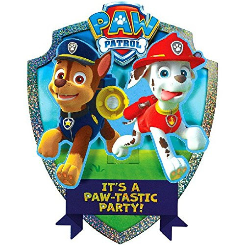 Amscan Paw Patrol Chase and Marshall's Paw-Tastic Deluxe Jumbo Postcard Party Invitation, Paper , 8" x 6", Pack of 8