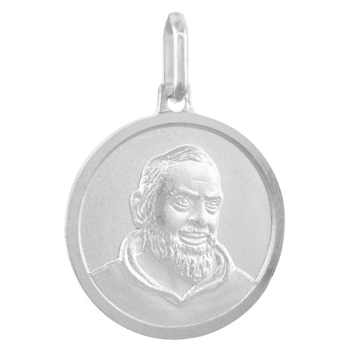 18mm Sterling Silver St Padre Pio Medal Necklace 3/4 inch Nickel Free Italy 18 inch Chain BX_15