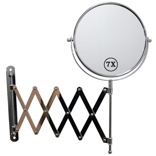 WELLLINK 7-Inch Wall Mounted Makeup Mirror for Bathroom with 7X Magnification with 23-Inch Extendable Arm, Two Sided, No Drilling, Chrome WELLLINK 7-Inch Wall Mounted Makeup Mirror for Bathroom with 7X Magnification with 23-Inch Extendable Arm, Two Sided, No Drilling, Chrome